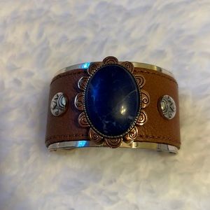 💙🎉HP🎉Rare Brighton Boho Cuff Bracelet W/Leather Copper Blue Stone Gorgeous!💙